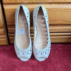 Women's Peep-Toe Flats in light beige Wide